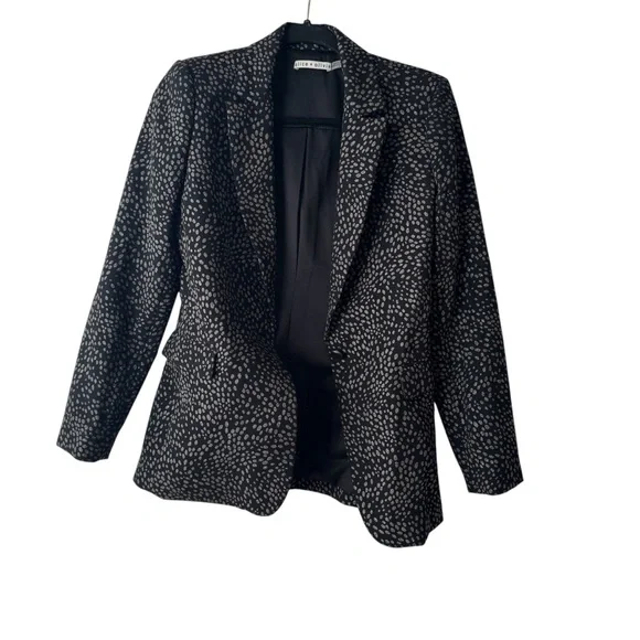 Alice & Olivia Size 6 like new silver dotted glitter office siren blazer